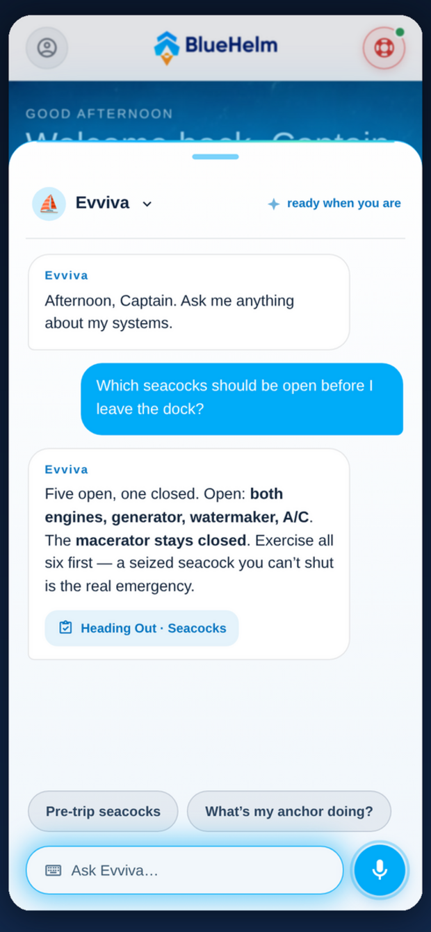 Talking to your boat — AI answers from the boat's own guide